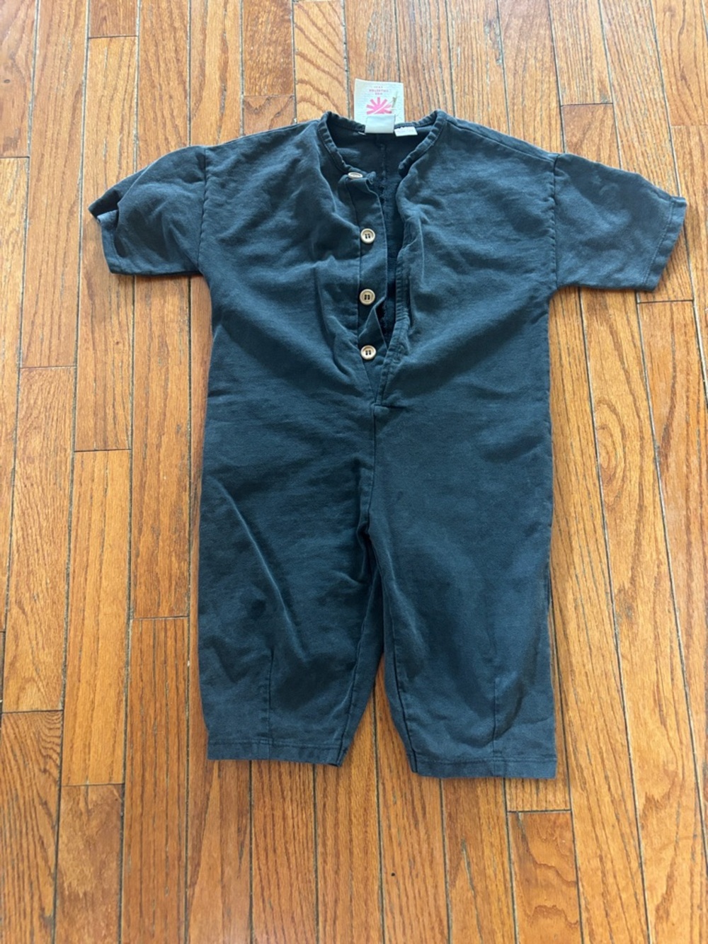 Zara Black Short Sleeve Button-Front Kids One-Piece